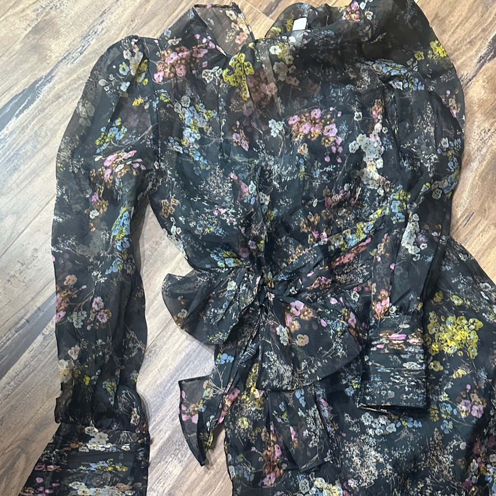 Cinq à Sept Black Floral Ruffle Maxi Dress - Picture 7 of 14